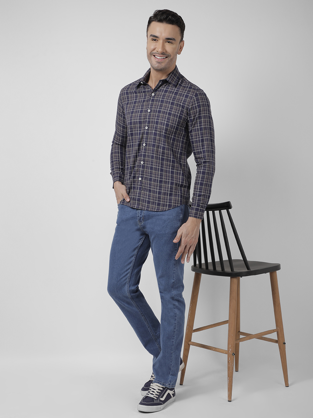 Numero Uno Men Checkered Blue Shirt
